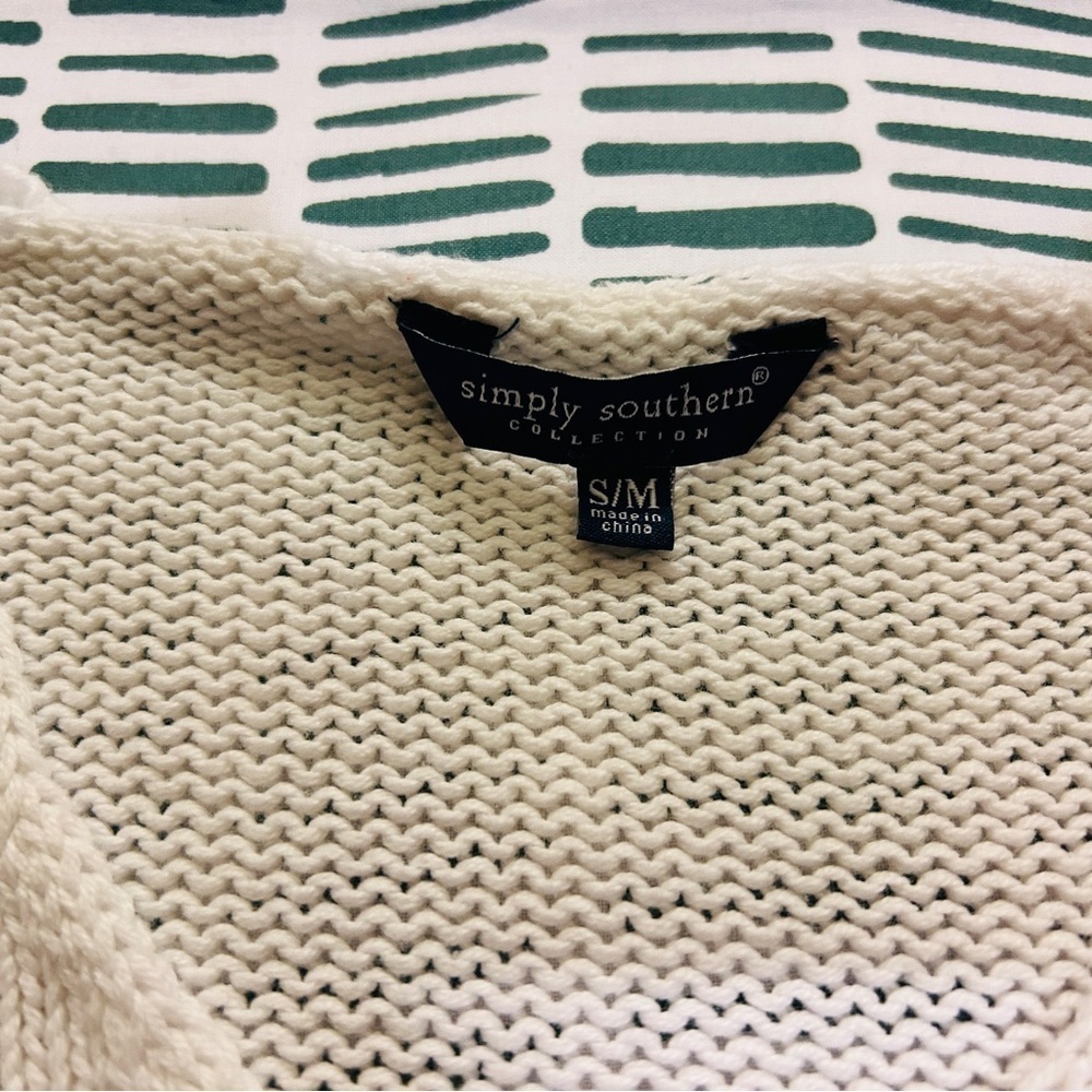 Size S/M Simply Southern “Beach Babe” Knit Sweater – White Coastal Vibe - Picture 6 of 9